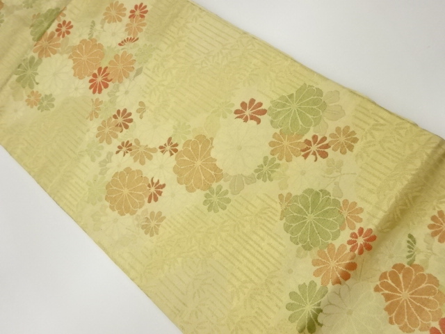 菊尽くしに竹・笹模様織出し名古屋帯